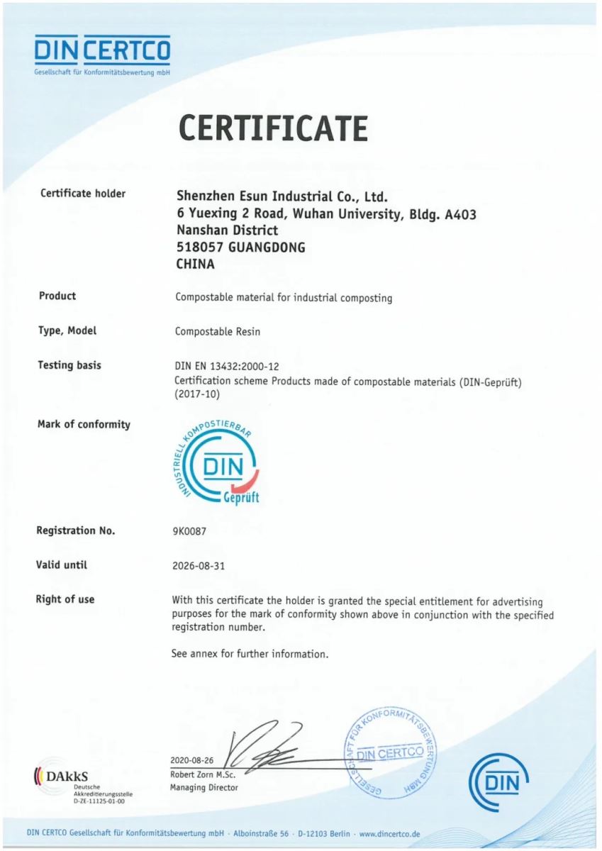  Polycaprolactone DIN certification_No. 9K0087 